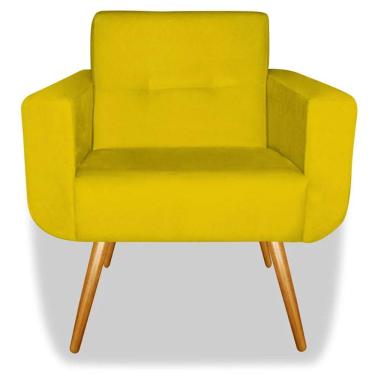 Imagem de Poltrona Decorativa Anitta Pés Madeira Suede Amarelo
