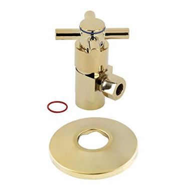 Imagem de Kingston Brass CD43302DXK 1/2" IPS x 3/8" O.D. Cartucho de disco rígido de cerâmica anti-apreensão Deluxe com flange, latão polido