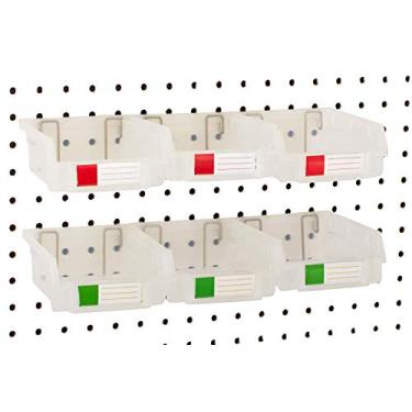 Imagem de Right Arrange Cestos de quadro de pegadores - caixas de 8,89 cm, pacote com 6 transparentes - ganchos para qualquer placa de pinos - organizar ferragens, acessórios, acessórios, bancada, armazenamento