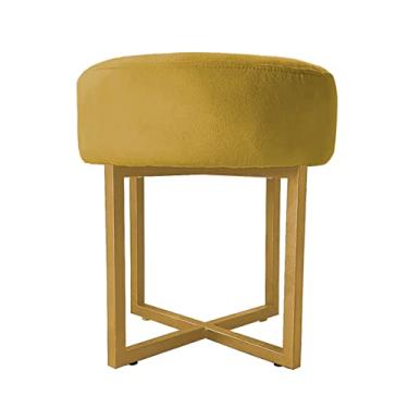 Imagem de Puff Decorativo Madrid Luxo Dourado Assento Suede Amarelo - Folk Móveis