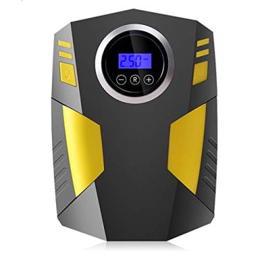 Imagem de Gmjay Compressor de ar portátil, inflador digital de pneu, compressor de ar de 12 V CC, bomba de ar com lanterna LED de emergência, para carros, motocicletas, bicicletas, balões,