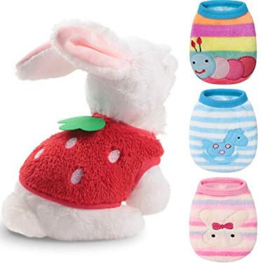 Imagem de Geyoga 4 peças fantasia para animais de estimação coelho, lagarta, cavalo, morango, roupas para animais de estimação, colete confortável para animais de estimação para gatinho, furão, chihuahua, filhotes e pequenos animais (3PP e 2PP)