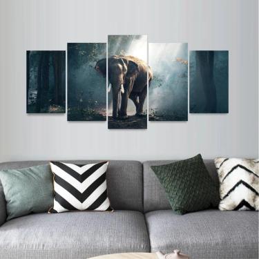 Imagem de Quadro decorativo Animais Elefante Artístico em 5 Peças