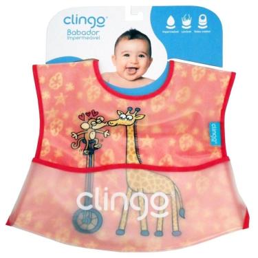 Imagem de Babador Impermeável Girafas e Macaquinhos Clingo C0161 Brasb