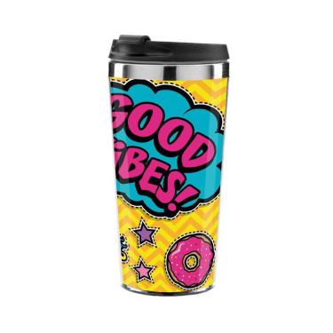 Imagem de Copo Térmico Unicórnio Good Vibes Tampa Rosqueável Inox