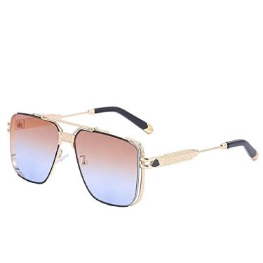 Imagem de Óculos de sol quadrados grandes vintage masculinos de luxo com armação grande para óculos de sol masculinos, marrom azul, china