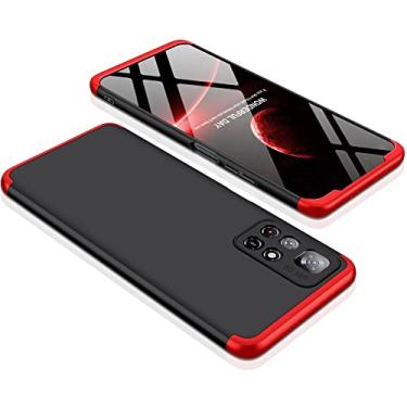 Imagem de Capa Capinha 360 Fosca Anti Impacto Para Xiaomi Poco M4 Pro Tela De 6.43 (menor) Case Proteção (Preta com vermelho)