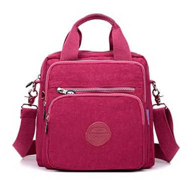 Imagem de Mochila Impermeável Feminina Escolar Fashion,bolsa transversal feminina vermelho escuro