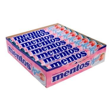 Imagem de Drops Mentos Morango Yogurt - Embalagem com 16 Unidades