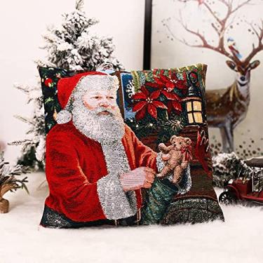 Imagem de Wemay Fronha Estampado Papai Noel Velho Sofá Cama Decoração Casa Fronha Quarto Capa Almofada Feliz Natal 45x45 Cm