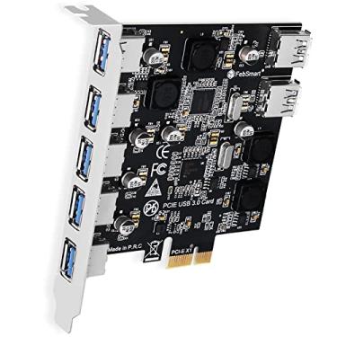 Imagem de FebSmart Placa de expansão PCIE USB 3.0 de 7 portas Superspeed 5Gbps para computadores desktop Windows 11, 10, 8.x, 7, Vista, XP, tecnologia FebSmart autoalimentada, sem necessidade de fonte de