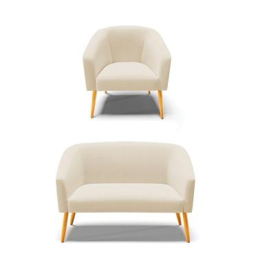 Imagem de Kit 01 Namoradeira 02 Lugares E 01 Poltrona A19 Bege