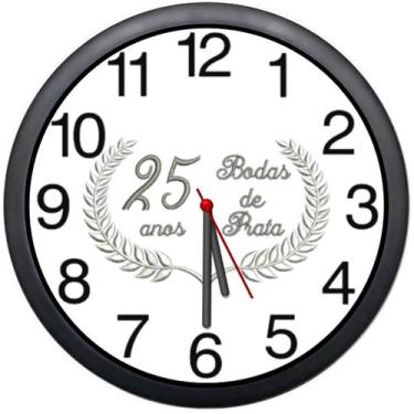 Imagem de Relógio Parede Decorativo Bodas De Prata Presente 25 Anos - Ícones