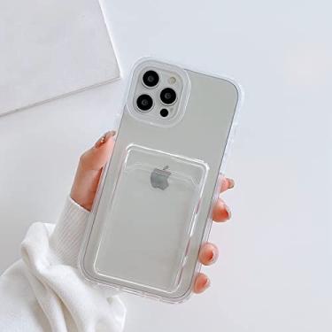 Imagem de Bolsa de cartão de luxo transparente capa de telefone para iphone 12 11 13 pro max xr xs max x 7 8 plus mini se 2020 bumper capa traseira, branco, para iphone xs