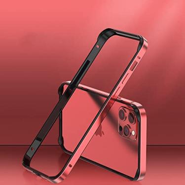 Imagem de Para capa de pára-choques para iphone 14 13 12 11 pro xs max se x xr 7 8 plus liga de alumínio metal silicone anticolisão moldura de telefone, vermelho, para iphone 12pro max