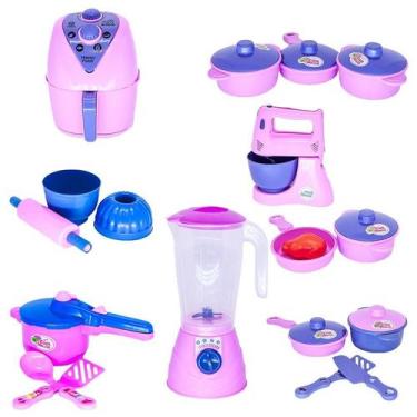 Imagem de Cozinha Menina Infantil Brinquedo Eletro Jogo Panelinhas 19P - Altimar