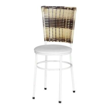 Imagem de Cadeira Branca Para Cozinha Hawai Cappuccino Premium - Lamar Design