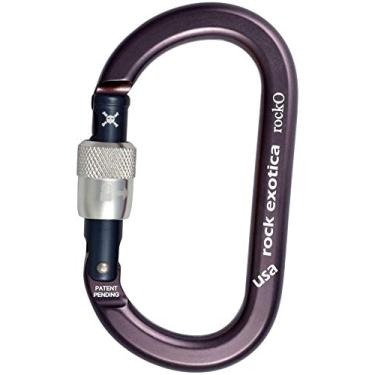 Imagem de Rock Exotica Mosquetão Rocko Screw-Lock cinza - Mosquetão de bloqueio resistente para escalada e equipamento de escalada profissional - Design oval aprimorado - Feito nos EUA