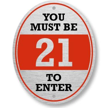Imagem de SmartSign Placa de diamante 12,7 x 10,16 cm "You Must Be 21 To Enter" com fita de espuma e furos, acabamento fosco, alumínio anodizado de 32 mil, vermelho, preto e branco