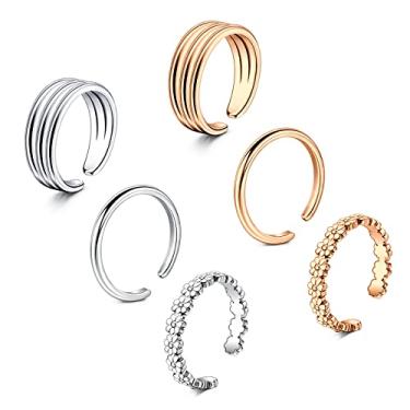 Imagem de TOKRING Anéis de dedo para mulheres prata ouro rosa anel ajustável dedo do pé feminino jóias de praia para sandálias de verão, Metal, aço inoxidável