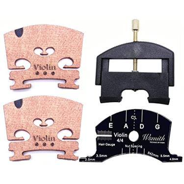Imagem de Jiayouy Conjunto de peças de violino com ponte de bordo 4/4/4/levantador de cordas/modelo para ferramenta de substituição de reparo de ponte de violino 4 peças