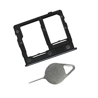 Imagem de Eaglewireless Bandeja de cartão SIM e suporte de cartão micro SD substituição para Samsung Galaxy A32 5G A326U A326A com junta à prova d'água + pino de ejeção (preto)