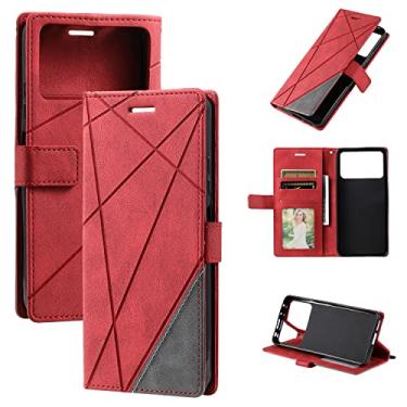 Imagem de Capa flip capa carteira para Xiaomi Poco X4 Pro 5G Case, PU Leather Flip Folio Case com porta-cartões [Capa interna TPU à prova de choque] Capa de telefone, capa protetora capa traseira do telefone (Cor: vermelho)