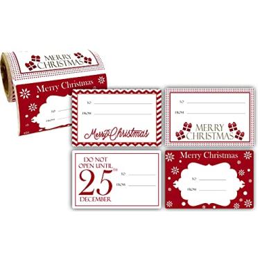 Imagem de Adesivos Jumbo de Natal com 60 unidades, modelos modernos de Natal, vermelho, branco, prata e dourado – fica ótimo em presentes, papel de embrulho e sacolas de presente.