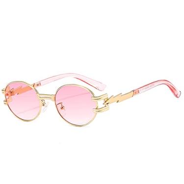 Imagem de Óculos de sol redondos de metal fashion Steampunk femininos masculinos designer de proteção solar óculos de sol hip hop vintage tons góticos, rosa ouro C8, tamanho único