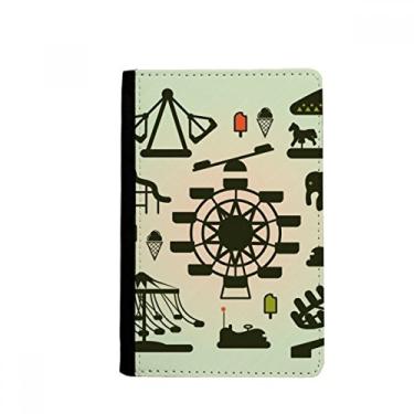 Imagem de Porta-passaporte verde escuro com contorno do parque de diversões Notecase Burse capa carteira porta-cartões, Multicolor
