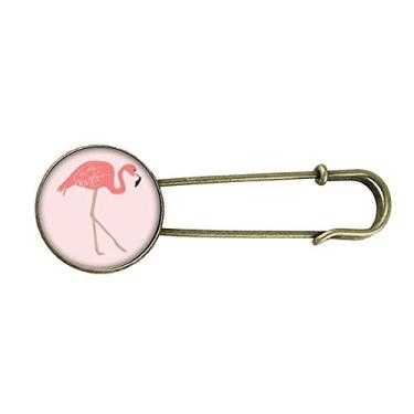 Imagem de Broche de metal retrô rosa com estampa de flamingo para caminhada