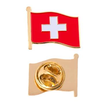 Imagem de Suíça país esmaltado feito de metal chapéu de lembrança masculino feminino patriótico suíço (bandeira de acenar broche de lapela), Waving Flag Lapel Pin