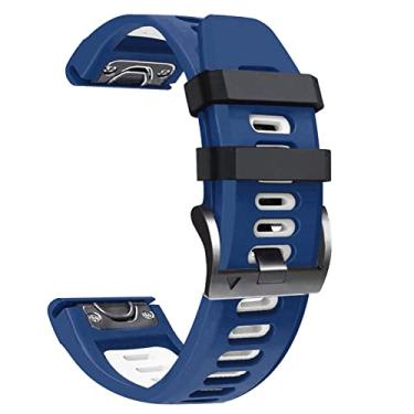 Imagem de WIKUNA Pulseiras de substituição de silicone para relógio inteligente para Garmin Fenix 7 7X 6 6X Pro 5 5X Plus 3 3HR Forerunner 935 Pulseira 22 26mm (Cor: Azul, Tamanho: 26mm D2 MK2i Enduro)