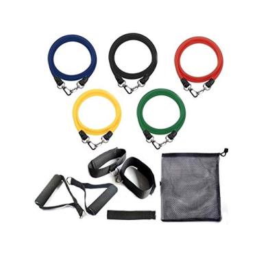 Imagem de Kit Elasticos 11 Peças Musculação Funcional Yoga Pilates