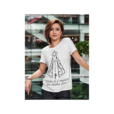 Imagem de Camiseta Minha Fé é Maior que Minha Dor Branca Tamanho PP