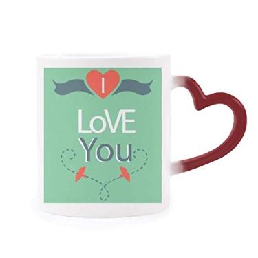 Imagem de Caneca verde I Love You Dia dos Namorados sensível ao calor Caneca vermelha muda de cor