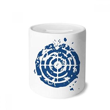Imagem de DIYthinker Caixa de moedas de cerâmica com design de alvo azul e estampa de ilustração redonda