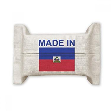 Imagem de Bolsa de linho de algodão feita no país do Haiti com suporte de capa de papel para lenços faciais