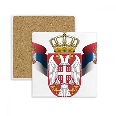 Imagem de Sérvia National Emblema Country Quadrado Porta-copos Caneca Suporte Subplaca Pedra de Isolamento