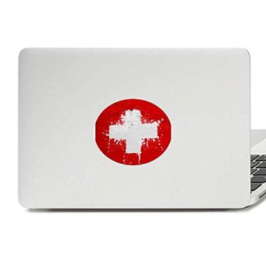Imagem de Adesivo de notebook com estampa de bandeira abstrata da Suíça para notebook