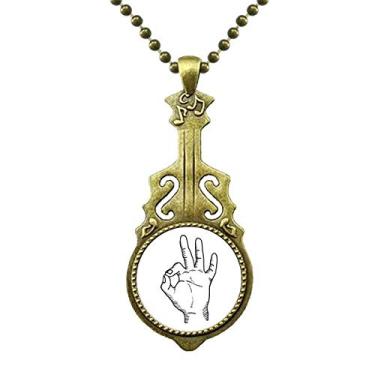 Imagem de DIYthinker Colar com desenho de linha OK com padrão de gestos, joia antiga com pingente de música