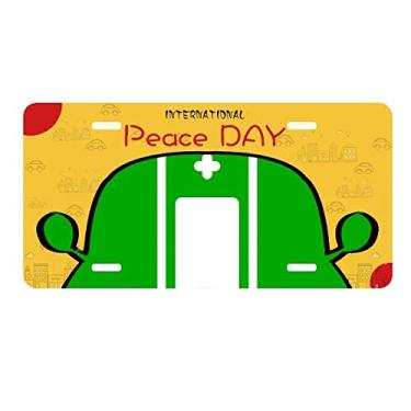 Imagem de DIYthinker Placa de identificação de placa de aviso quadrada verde para decoração de carro Dia da Paz