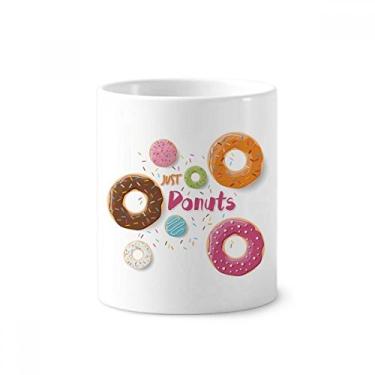 Imagem de Doughnut Sobremesa Sweet Food Padrão Escova de dentes Caneca, Suporte de Cerâmica