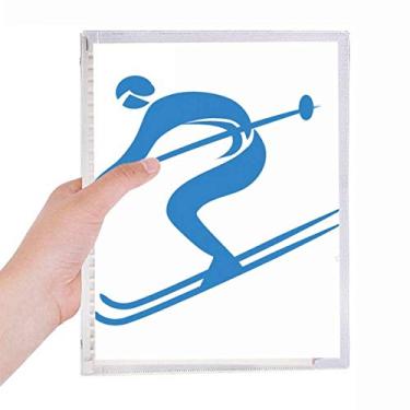 Imagem de Caderno Blue Skiing Winter Sport Caderno de folhas soltas diário recarregável de papelaria
