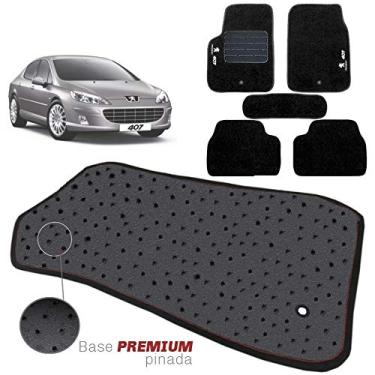 Imagem de Jogo de Tapete Carpete Tevic Pinado Peugeot 407 2005 06 07 08 09 Impermeável Lavável Logo Bordado 5 Peças