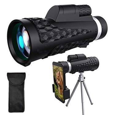 Imagem de Telescópio monocular, atualização 4K Prism 12x50 Wide View Telescópio portátil de alta definição para adultos para observação de pássaros, surf, caminhadas, caminhadas
