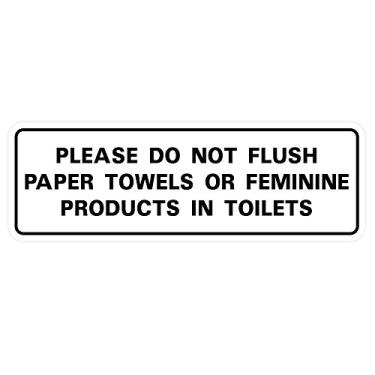 Imagem de Toalhas de papel ou produtos femininos da Please Do Not Flush na porta do banheiro/placa de parede, Branco, 2" x 6" - Small