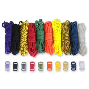 Imagem de Paracord Planet kits de paraquedas tipo III com fivelas para pulseiras de amizade e iniciantes de artesanato, COLORS
