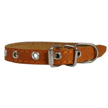 Imagem de Coleira para cachorro de couro legítimo 24,1 cm - 33 cm Tamanho do pescoço, 1,27 cm de largura Chihuahua, filhotes
