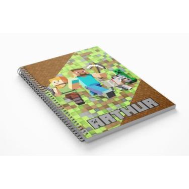 3 Caderno Minecraft Espiral + Brochura 1/4 + Caderno Desenho no Shoptime
